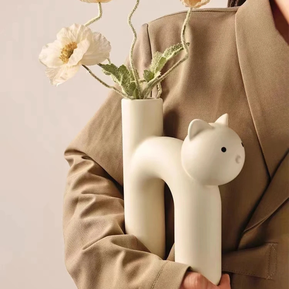 Ceramic Cat Flower Vase