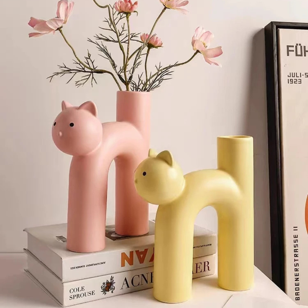 Ceramic Cat Flower Vase