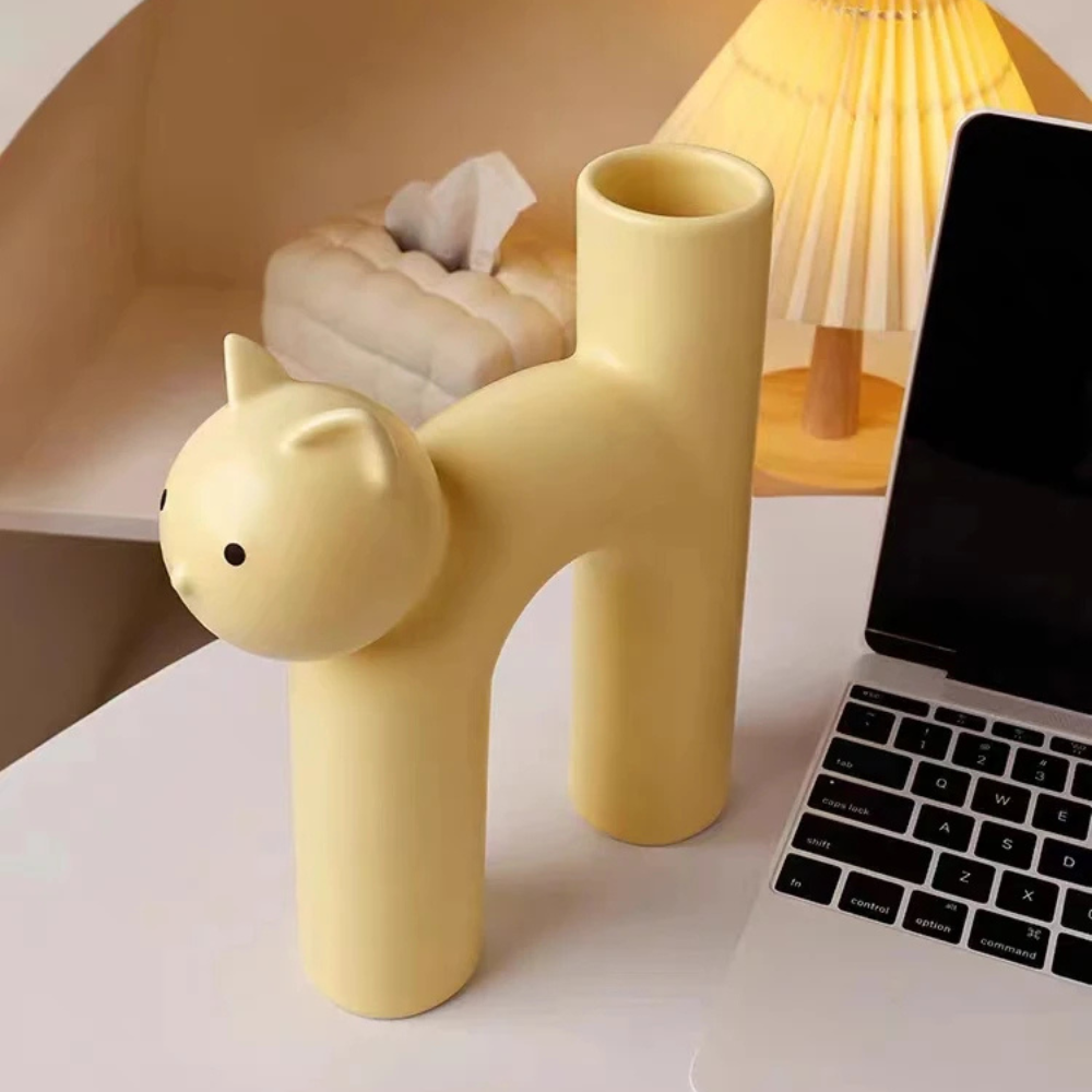 Ceramic Cat Flower Vase