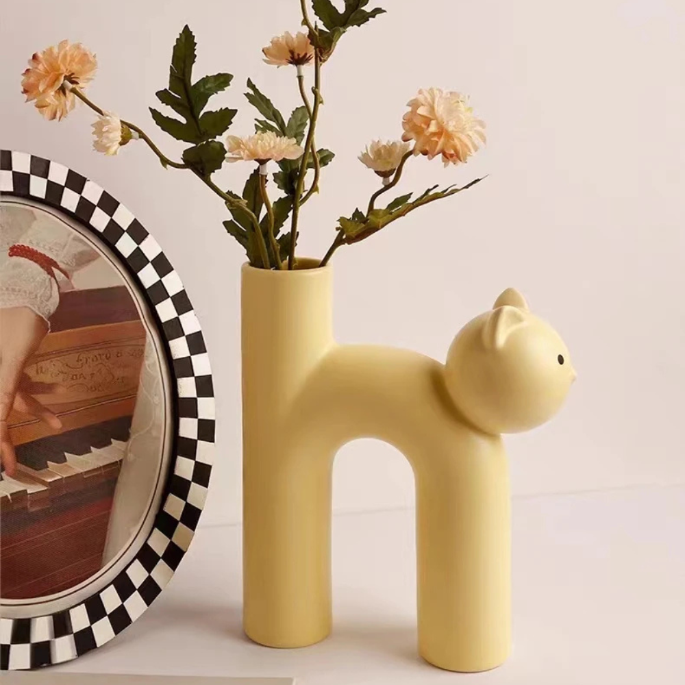 Ceramic Cat Flower Vase