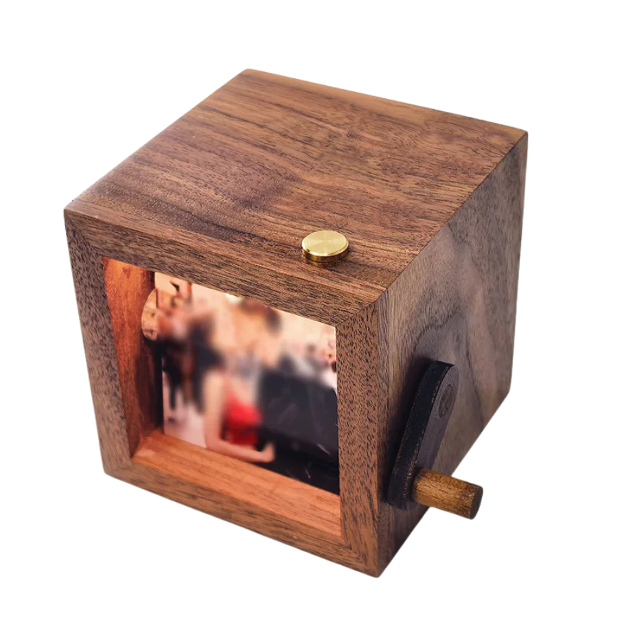 Drehender Holzfotohalter