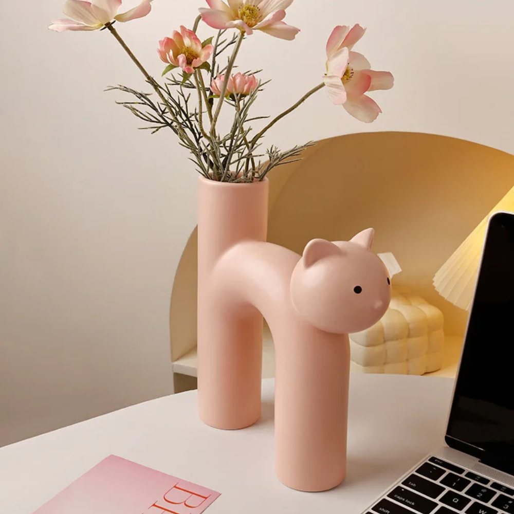 Ceramic Cat Flower Vase