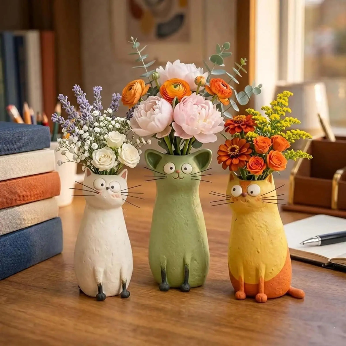 Katzenvase mit Glasur