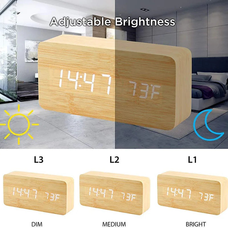 Wooden LED Alarm Clock
