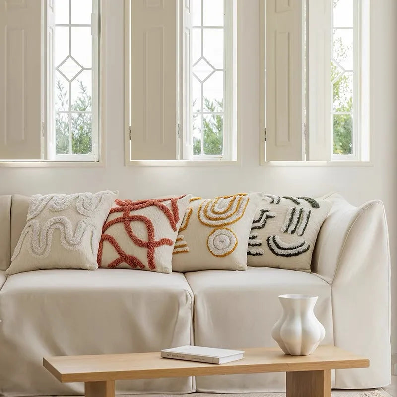 Embroidered Tufted Cushion Case