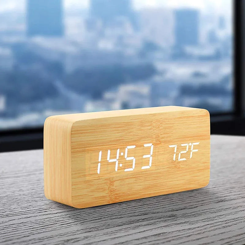 Wooden LED Alarm Clock