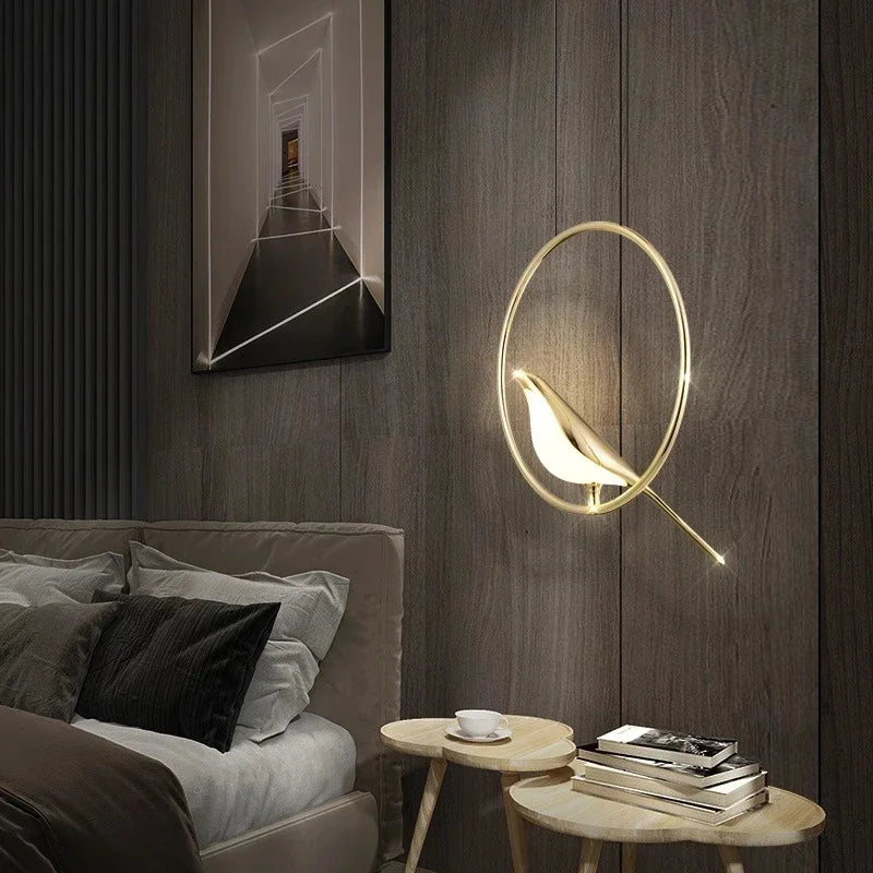 Golden Magpie Wall Lamp