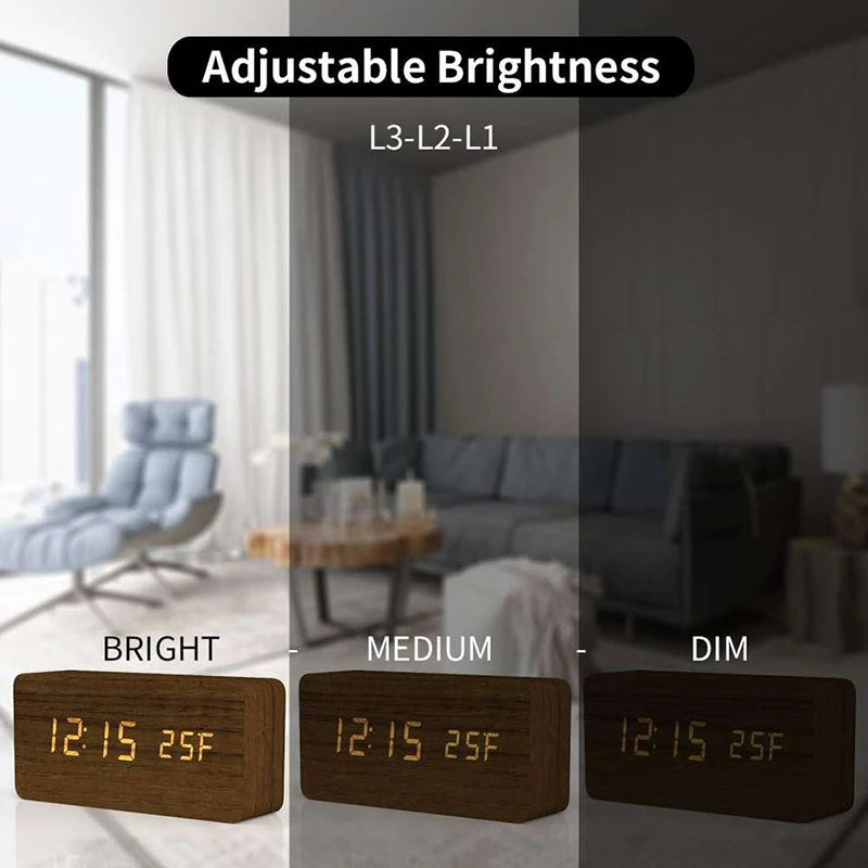 Wooden LED Alarm Clock