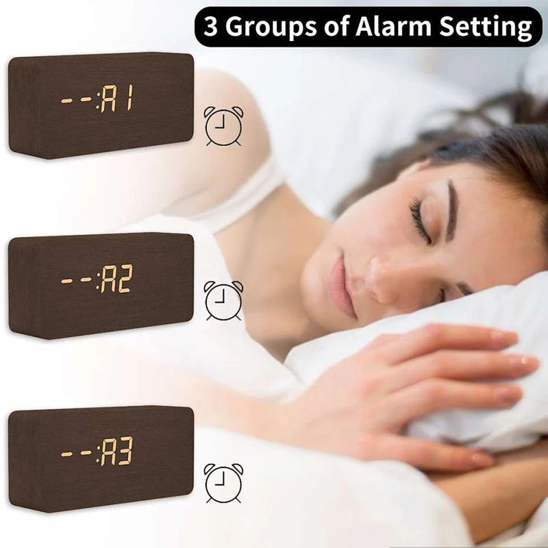 Wooden LED Alarm Clock