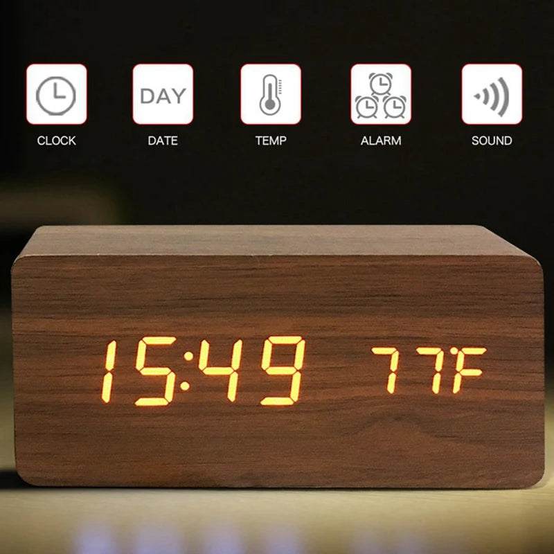 Wooden LED Alarm Clock