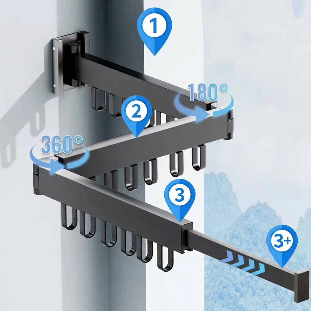 Ausklappbarer Wand-Wäscheständer aus Aluminium – Ansicht 5